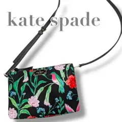美品 kate spade ショルダーバッグ 花 フラワー ブラック
