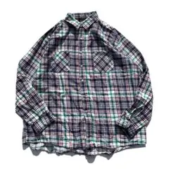 【90s】USA製 AMERICAN EDITION チェック 長袖 ネルシャツ