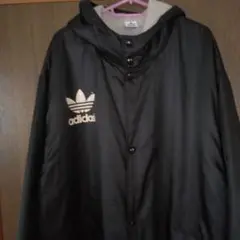 80s adidas ベンチコート デサント制 裏ボア Lサイズ ビッグロゴ