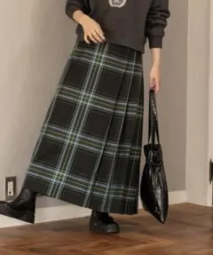 coen▪️コーエン▪️チェックプリーツスカート▪️ DK.GREEN ▪️Ｌ
