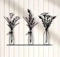 【新品】アイアンウォールデコ　インテリアオブジェ　花　1097