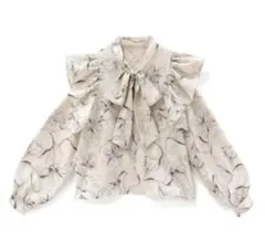 GRL 花柄フリルボウタイブラウス アイボリー