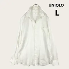 UNIQLO プレミアムリネンシャツ　白　 L メンズ　ゆったり　春夏　23年製