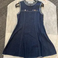 ファミリア デニム　ワンピース　前ジップ　120