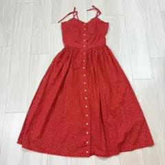 小花柄 サンドレス キャミワンピース 赤 レッド 古着