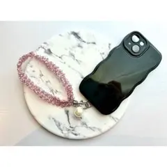 【ピンク】パール　スマホストラップ　ハンドストラップ　キーホルダー