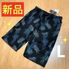本日特価❗️✨新品❗️✨【THRUXTON】メンズ　リーフ柄　ハーフパンツ　黒／Lのサムネイル