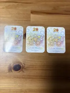 ダッフィーアンドフレンズ　20周年記念　シール　ステッカー　カラフルハピネス3枚