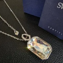 美品✨スワロフスキー Swarovski ネックレス 大粒 スクエア シルバー