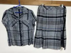 LEILIAN 麻薄手チェックスカートセットアップ13+