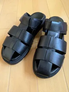 GU レザー グルカサンダル 黒 メンズ 大きいサイズ