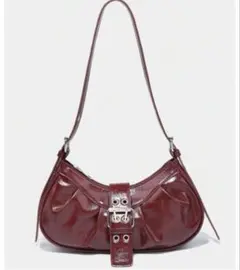 レディースヴィンテージショルダーバッグ 赤バーガンディ Y2K