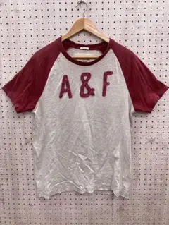 00s Y2K 平成 アバクロ 古着 A&F ワッペン刺繍 半袖ラグランTシャツ