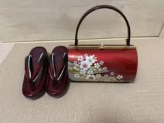 花柄デザイン 和装用バッグと草履のセット