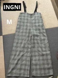 INGNI イング グレンチェック サスペンダー付ワイドパンツ M