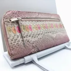 isola ダイヤモンドパイソン本革 アイソラ L字ファスナー長財布 ピンクのサムネイル