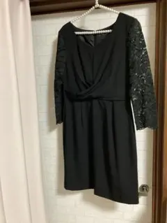 ROYAL PARTY レース袖ワンピース ブラック フリーサイズ フォーマル