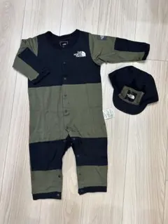 ノースフェイス　THE NORTH FACE ロンパース　キャップ付き　カーキ