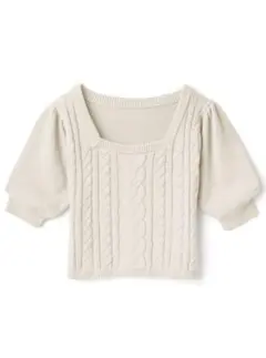 値下げ♡GRL スクエアケーブル編みニットトップス ブラウス 半袖 新品