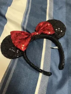 ミニーマウス カチューシャ 黒赤