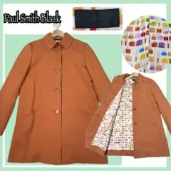 ✨美品✨Paul Smith BLACK 裏地バッグ柄ステンカラーコート 40