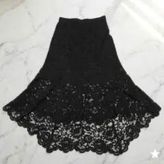 美品♡JILLSTUART レース切替Aラインフレアスカート ブラック