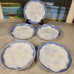 1713  宮内庁御用達　深川製磁　スノーローズ取り皿揃　5枚セット　未使用 1713 宮内庁御用達 深川製磁 スノーローズ取り皿揃 5枚セット 未使用