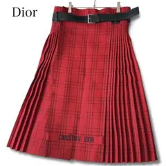 Christian Dior ラップスカート チェック ベルト付き プリーツのサムネイル