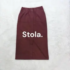 ストラ♡ピーチスキンタイトスカート S ワインレッド センタースリット ミモレ丈のサムネイル