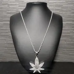 マリファナ　ネックレス　ロープチェーン　大麻 シルバー