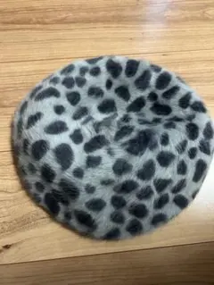 ヒョウ柄 レオパード　グレー　 ベレー帽 毛100%