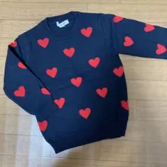 【美品】グローバルワーク ハート柄コットンニット ネイビー Ｓサイズ