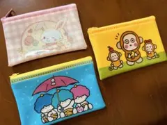 サンリオ フラットポーチ ゴロピカドン おさるのもんきち ウィッシュミーメル