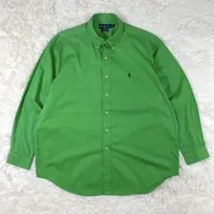 【90s】ラルフローレン BLAKE 刺繍ポニー BDシャツ グリーン XL 緑