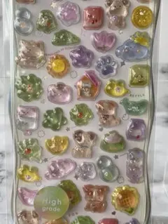 雲と動物と花のシール