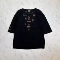 00' vitage 五分袖ニット 半袖 Tシャツ ビーズ装飾 y2k グランジ