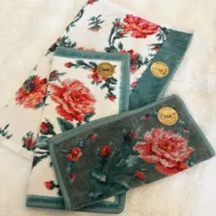 【新品】フェイラー　薔薇柄　タオル、ハンカチ サイズ違い3枚セット