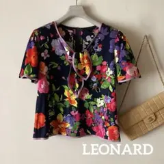 新品￼】レオナール✨上質コットン フロントリボン 花柄 カットソー 