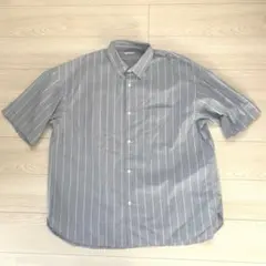 GU ジーユー　ビッグシャツ ストライプ　サイズXL ブルー　水色