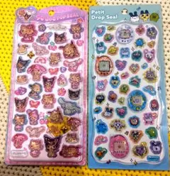 日焼けサンリオ うるちゅるポップシール、ボンボンドロップシール たまごっちセット