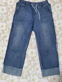 デニムブルー ゴムウエスト デニムパンツ