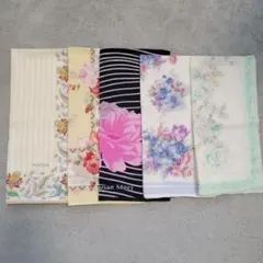 花柄・ストライプデザイン ハンカチ5枚セット