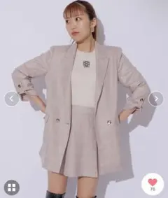 【SALE】テーラードロングジャケット　ラメツィードプリーツショートパンツ