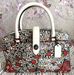 コーチ花柄レザーハンドバッグ　コーチ　2way ハンドバッグ　マーサーフローラル