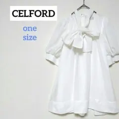 美品】CELFORD レース切替チュニック パフスリーブ バルーン ホワイトF