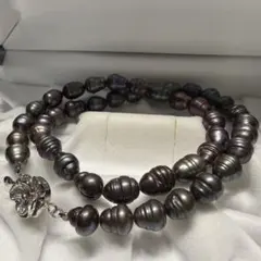 テリ強】本真珠 ロング パールネックレス ピーコック 80cm 8.5mm