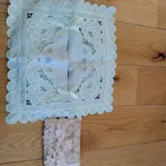 薄緑 レース付きティッシュボックスカバー