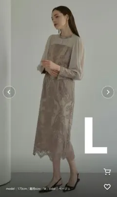 【美品】ダマスクギャザードレス　ANDRESD　結婚式　オケージョン　Lサイズ