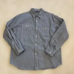 BACKERSレイルロードストライプ ヒッコリー　ガチャポケ　猫目ボタン