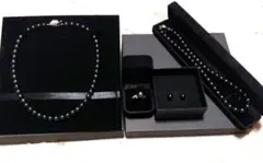 黒真珠　パールネックレス2本、指輪、ピアス、4点セット 鑑別書付